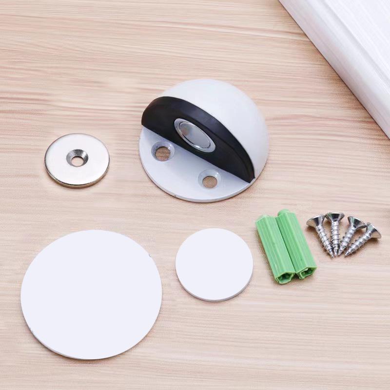 Genuine Stainless Steel Magnetic Door Stopper with Rubber Semi-Circular Anti-Collision Design