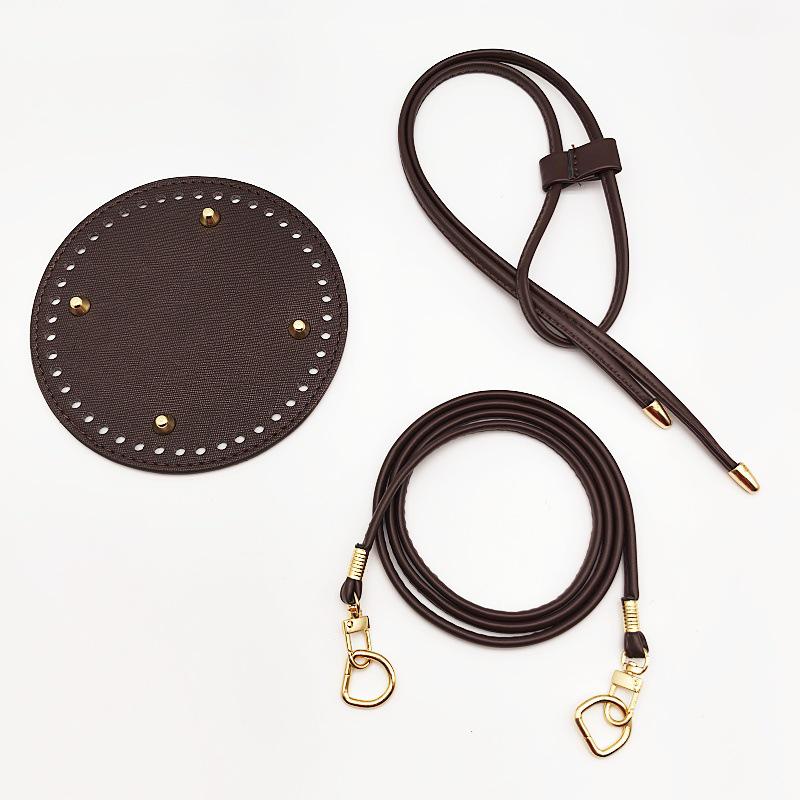 3-Piece DIY Handmade Woven Bucket Bag Set: PU Material Bottom Plate, Drawstring, and Shoulder Strap Accessories