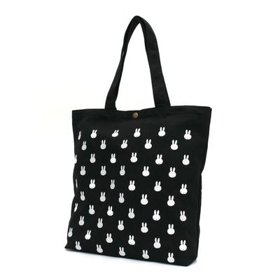 Hapitas Miffy Tote Bag 6009P Back Pocket Type B251 Monogram Face Black Sagara Embroidery