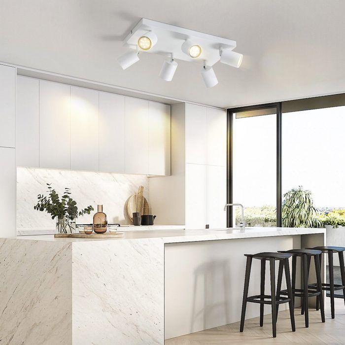 Plafonnier LED - NETTLIFE - 6 ampoules - GU10 - Blanc - Métal