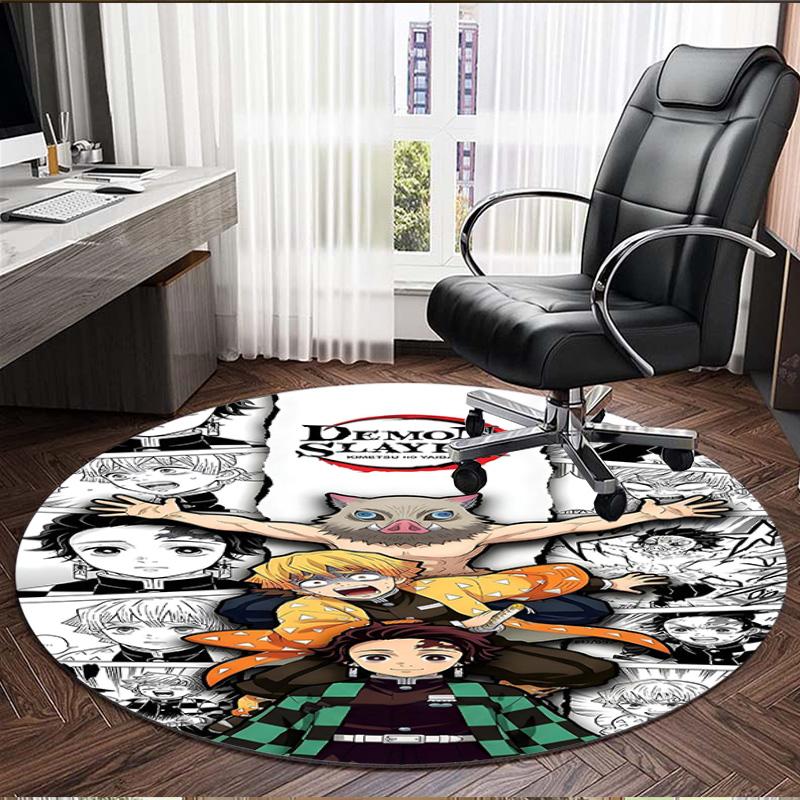 Demon Slayer Print Round Rug, Washable Floor Carpet, For Entryway Dorm Laundry Room Office Study, Home Decor Birthday Christmas Gift