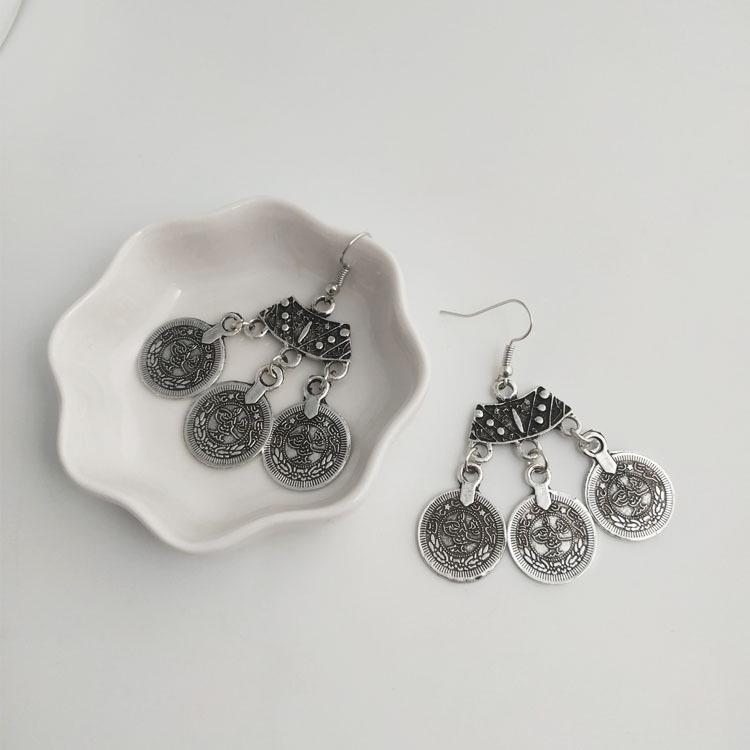 Lanzhihai Retro Punk Coin Earrings - European/American Women’s Fashion Accessories