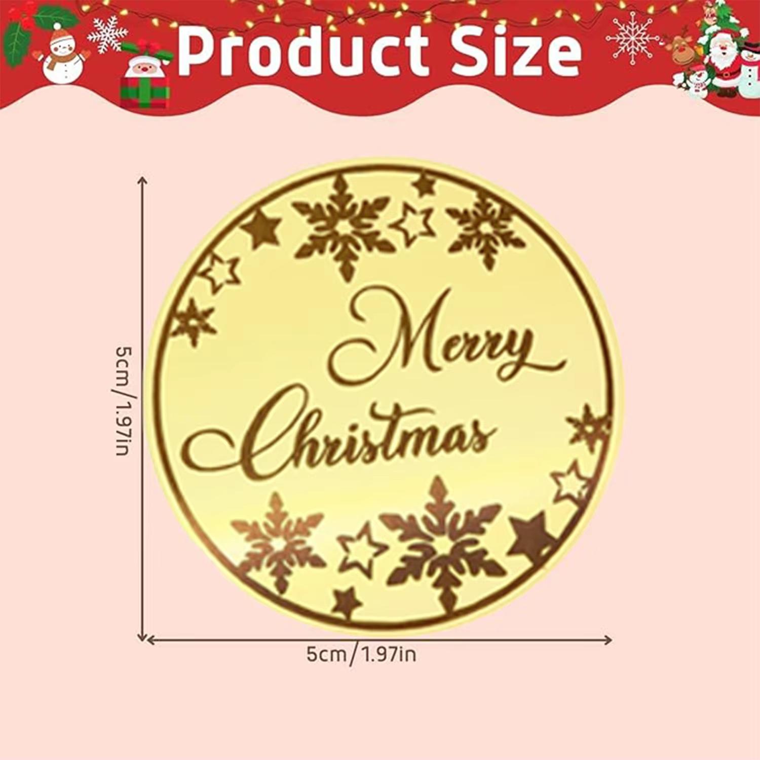

20pcs Merry Christmas acrylic cupcake toppers with snowflake shaped circular Christmas party cupcake decorations