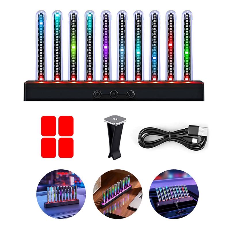 Car RGB Pickup Light Dynamic Gradient Sound Control Light Universal Air Vent Dashboard Car Interior Ornament Auto Interior Light
