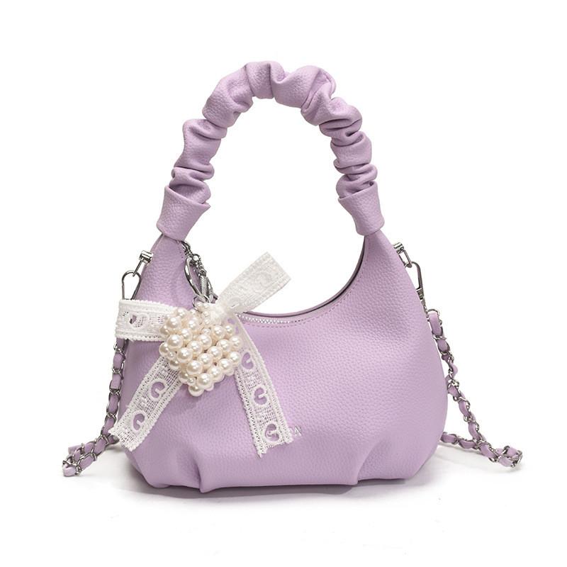 

Pu Bag For Women With Wrinkled Design And Chain Strap For Daily Use фіолетовий
