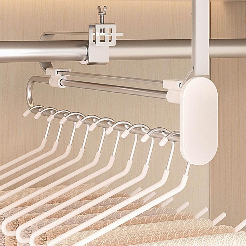 Expandable Clothing Rack Pull Down Garment Hanger System Space Saving Wardrobe Organiser Stainless Steel Iron