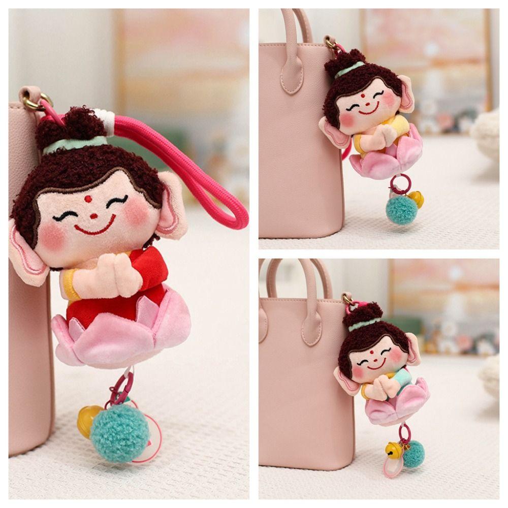 Guanyin Wealth God Keychain Yuchi Gong Plush God of Longevity Pendant  Key Decor