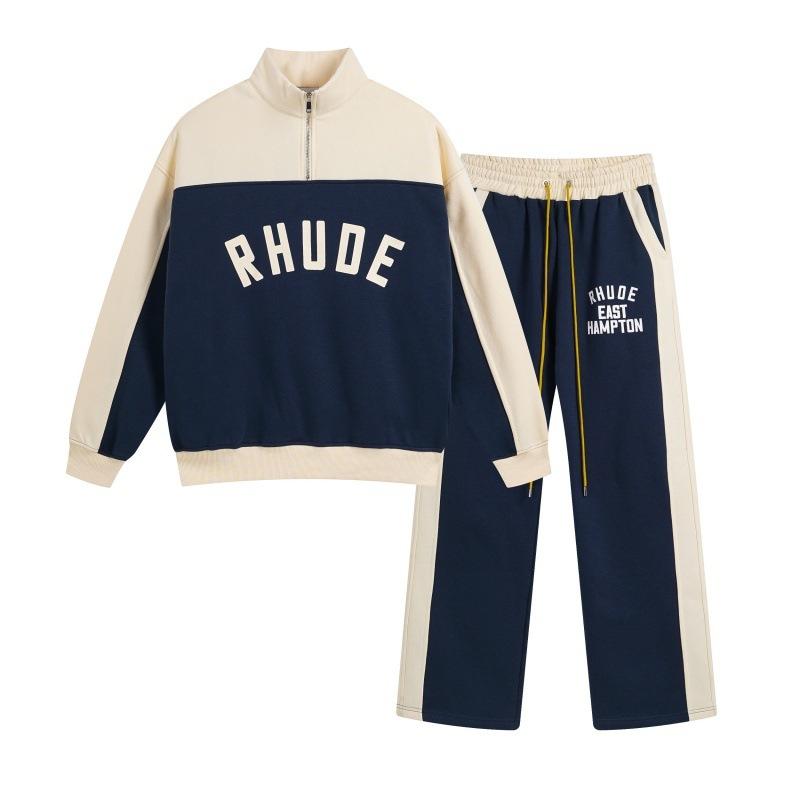 Zip-Up Color Block Letter Print Fleece Hoodie Sweatpants Set for Men Women