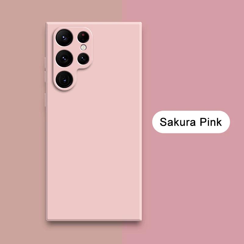 Čtvercový kryt z tekutého silikonu pro Samsung Galaxy S24 S23 Ultra S22 Plus A32 A51 A52 A53 A72 A73 Ochranný měkký látkový kryt na telefon