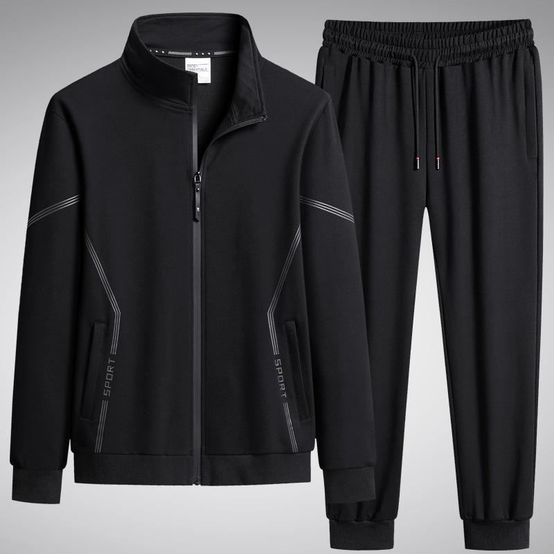 Men's 2024 Autumn Casual Dadwear: Plus Size Loose Cardigan Sweatshirt & Long Pants Two-Piece Sports Set