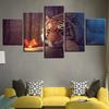 Moderne Leinwandbilder HD Gedruckte Wandkunst Rahmen Wohnzimmer Heimdekor 5 Stück Leuchtender Schmetterling Tier Tiger Malerei Poster