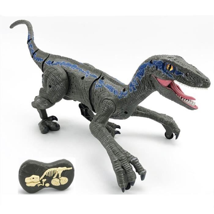 Gris-Télécommande électrique dinosaure Raptor Velociraptor jouets lumière de marche modèle Animal