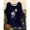Plus Size Violet Kiss Leaf Women's T-shirts Fashion O Neck 3D Digital Printed Short Sleeved T-shirt