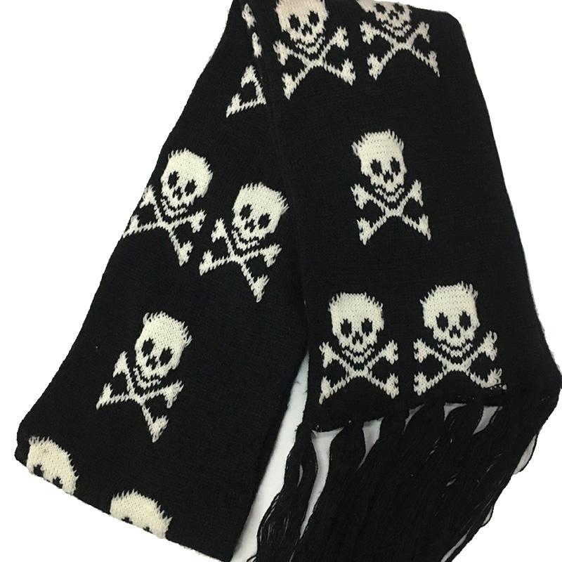 

Мужской шарф, зима в Европе и США, утолщающий ветер, теплый повседневный шарф с черепом, вязаный жаккардовый шарф с призраком AD2168