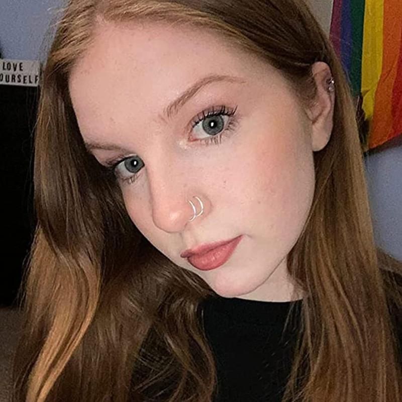 5/1pcs Stainless Steel Double Nose Hoop Ring Silver Color Spiral Nose Hoop Set for Women Men Nostril Piercing Jewelry