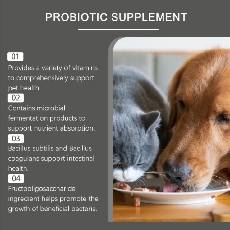 Pet Health Probiotic Supplement 80Tablets Aids Digestion and Immune Improvement for Dogs Cats