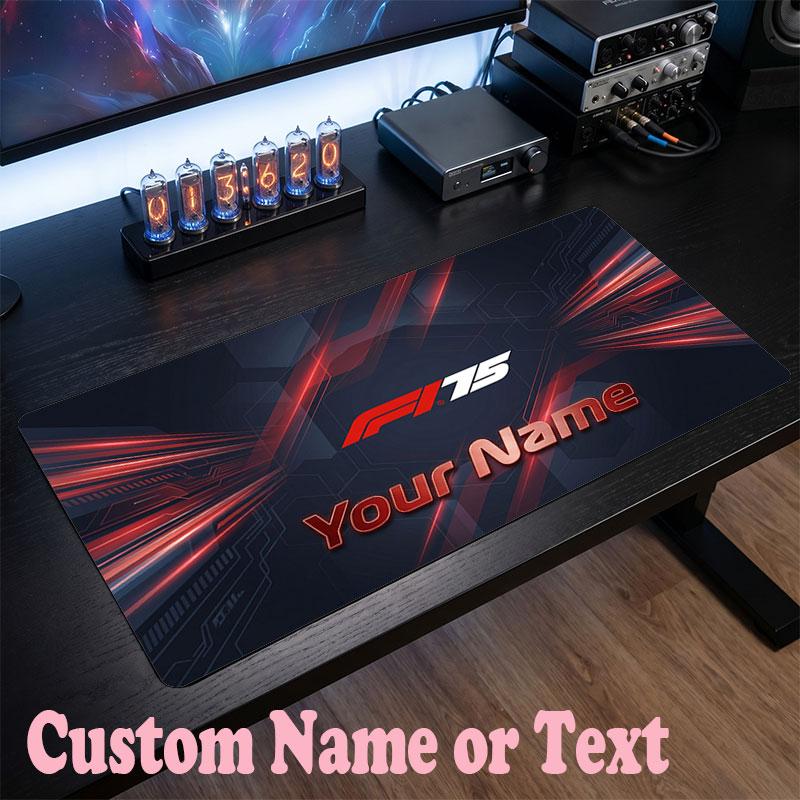 F1 Customized Name Text Mouse Pad, Large Desk Mouse Mat Personalized Home Office Present