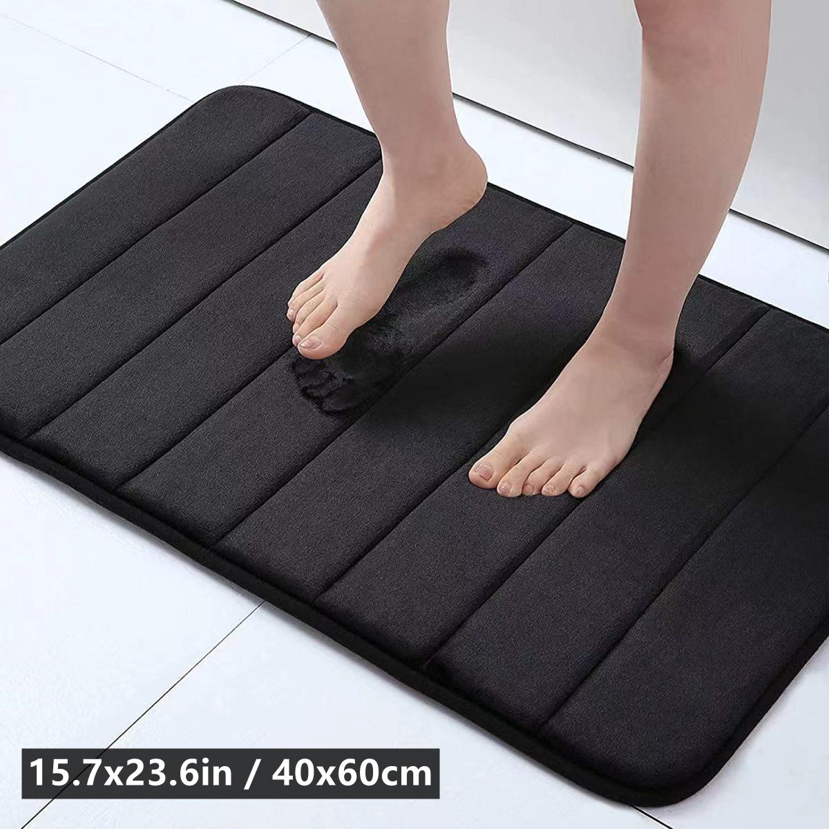 

Домашний простой коврик для пола в ванной фланелевый полосатый коврик для пола в туалете пушистый коврик для ванной коврик у двери 40x60cm чёрный