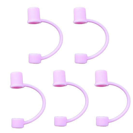 5Pcs Silicone Straw Cover for 8mm Large Diameter Straws Toppers U-Shaped Lanyard Straw Lid Dust-Proof Reusable Straw Protector for Glass Stainless