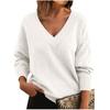 Women's Fashion Casual Solid Color Sweater Set Head V Neck Warm Long-sleeved Sweater