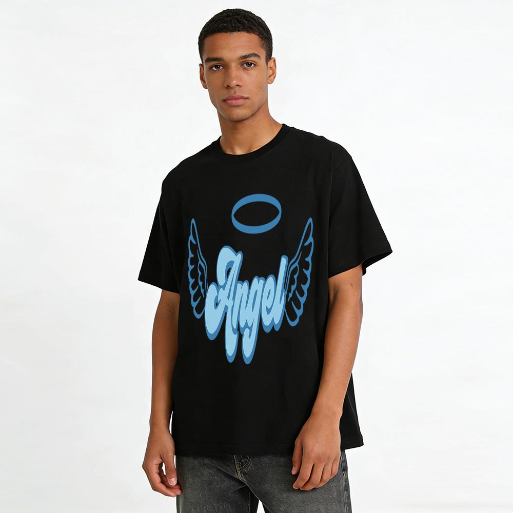 Angel Themed Graphic Print Casual Top Unisex Loose Fit Crew Neck Tee For Daily Wear Pure Cotton T-shirt