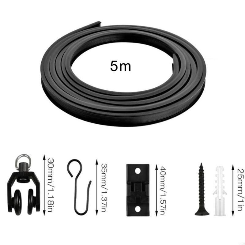 Riel de Cortina Flexible de 5 Metros 62KD con Juego de Accesorios para Decoración del Hogar y la Oficina