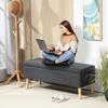 Upholstered Bench with Storage, Bed Bench in Linen Look, Rubberwood, 110 x 39 x 45 cm, Dark Grey