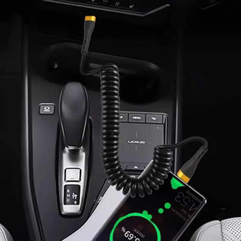 Type-C To Type-C Fast Charging Cable PD 120W 6A Spring Coiled Extendable Type C Cord Car Phone Charging Cable For iPhone Samsung