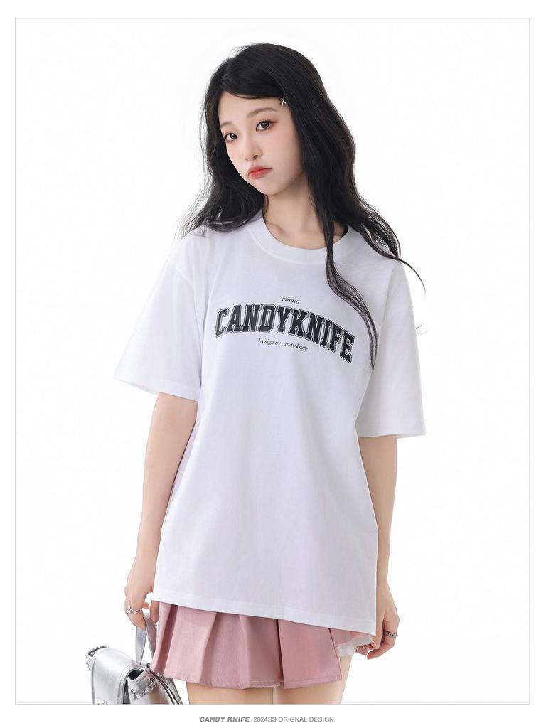 Niche Minimalist Retro Men's Cotton Letter Print T-Shirt - Summer Trendy Loose Fit