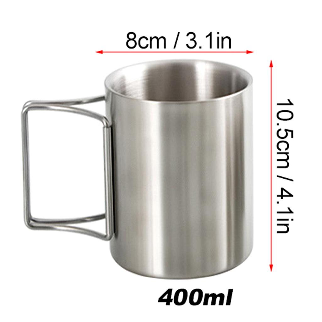 Kubek Kempingowy 200ml/300ml/400ml ze Stali Nierdzewnej Kubek na Wodę Kubek do Herbaty Kubek do Kawy ze Składanymi Uchwytami na Kemping Piesze Wycieczki Outdoor