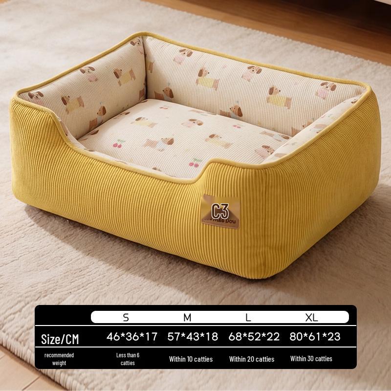 Pet Print All-Season Washable Non-Slip Moisture-Proof Plush Bed for Cats and Small Dogs