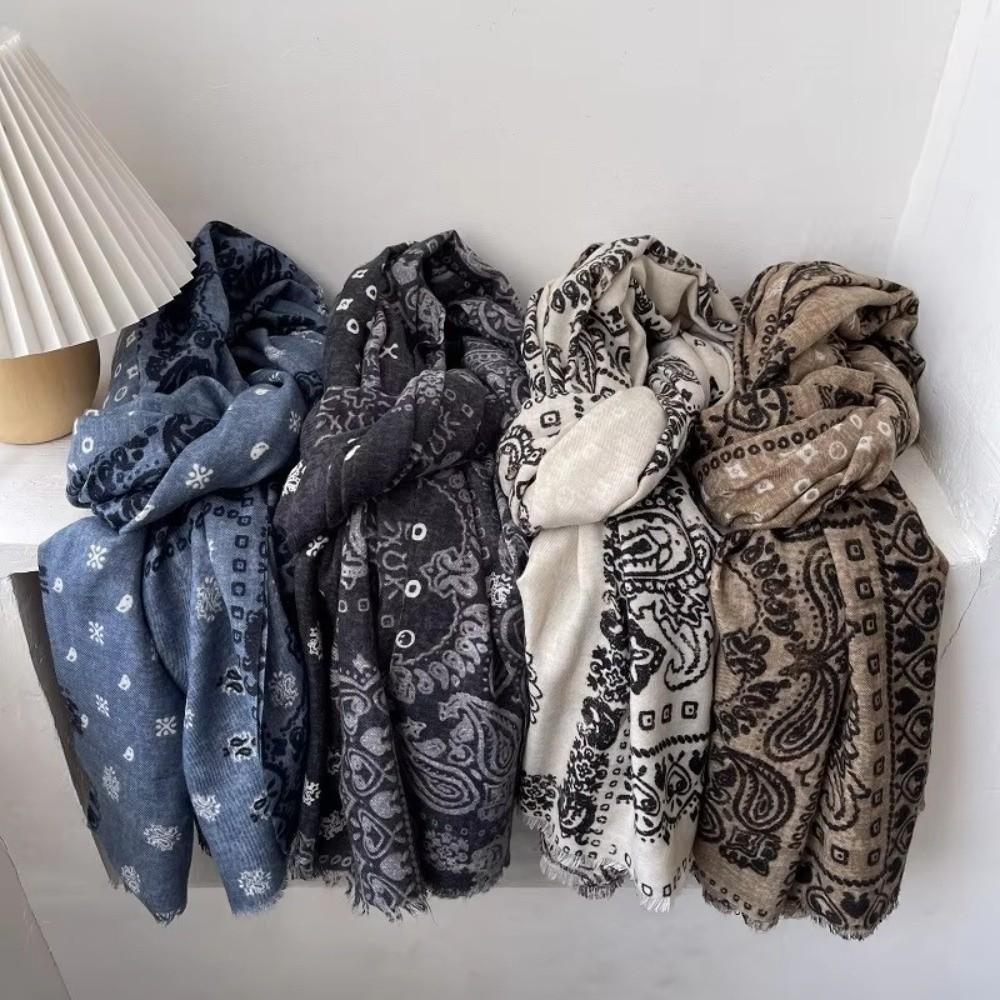 Cream White Long Shawl Skin-Friendly Cotton Linen Scarf Classic Women Scarf  Daily Wear