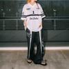 Loose Fit Streetwear Pants Graphic Print Casual Trousers Black Wide Leg Hip Hop Style Men Women