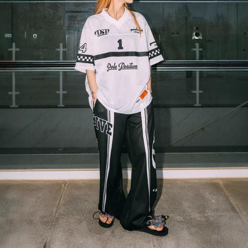 Loose Fit Streetwear Pants Graphic Print Casual Trousers Black Wide Leg Hip Hop Style Men Women