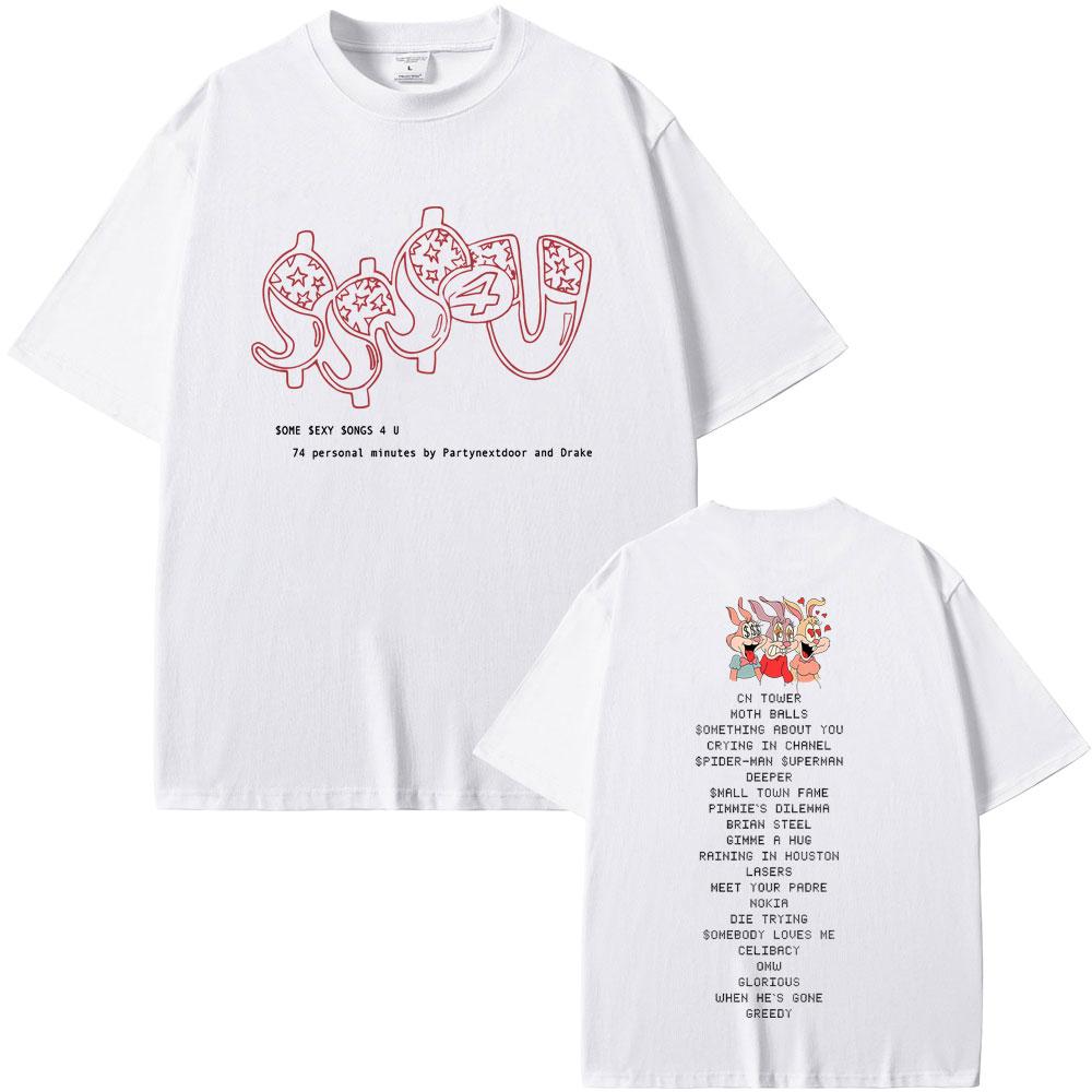 

Рэпер PARTYNEXTDOOR & Drake Некоторые сексуальные песни для тебя SSS4U Альбом Графические футболки Мужские Хип-хоп Футболка оверсайз Мужские Хлопковые футболки XL