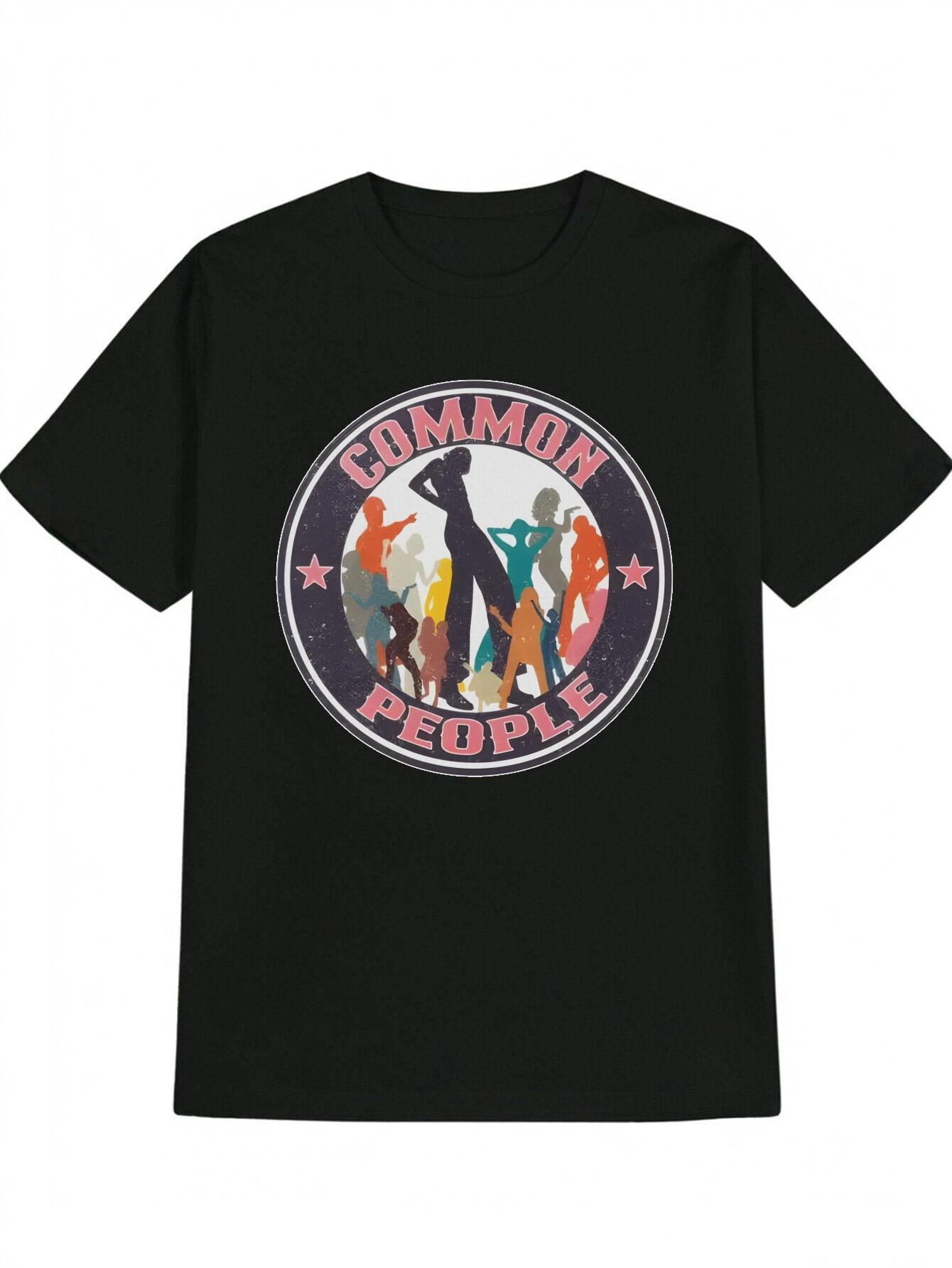 COMMON PEOPLE Casual Graphic T-shirt - Black with Pink & White Lettering XL