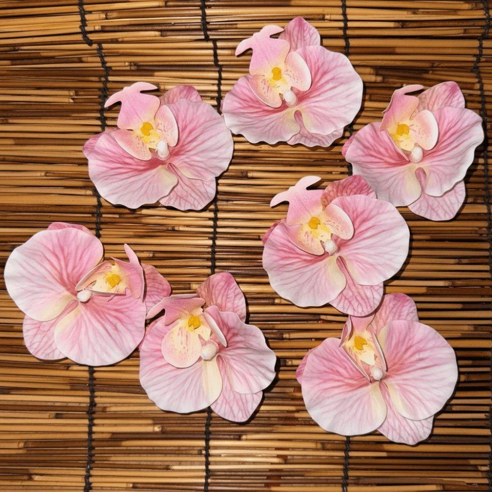 6pcs 9cm Butterfly Orchid Flower Head Fake Flower Head  Hair Clips/Boutonniere/Cake Decoration