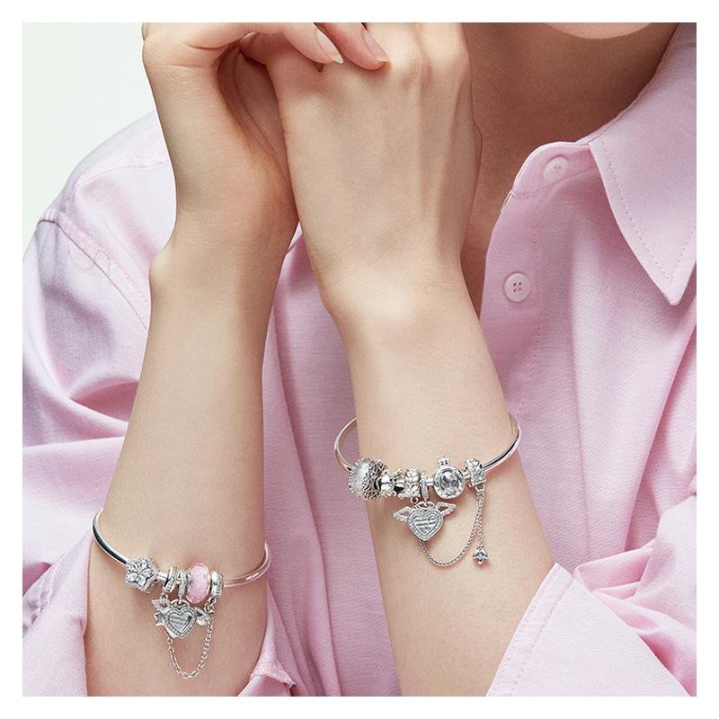 Pandora Cute Pet Angel, Light Luxury Niche Girl, Exquisite and Sweet, 925 Silver Synthetic Cubic Zirconia Bracelet, Women's Style ZT2403