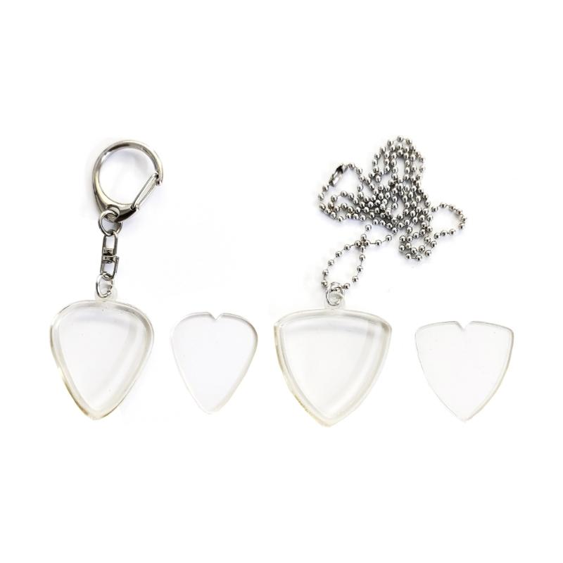 2Pcs Clear Guitar Pick Holder Necklace Keychain Plastic Guitar Pick Storage Case For Musicians And Collectors