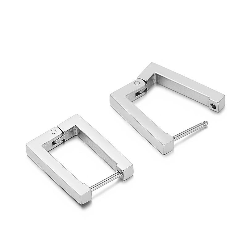 

Geometric Minimalist Stainless Steel Earrings for Women - Rectangle Ear Cuffs and Studs