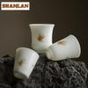 2pc/lot Hand-painted Finger Citron Flower Art Teacup Jade Clay White Porcelain Master Cup Smelling Fragrant Mug Kung Fu Tea Set