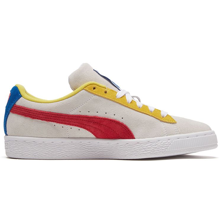 Puma Tênis Clássicos de Camurça Cano Baixo Tênis Unissex Branco Amarelo 365347-89