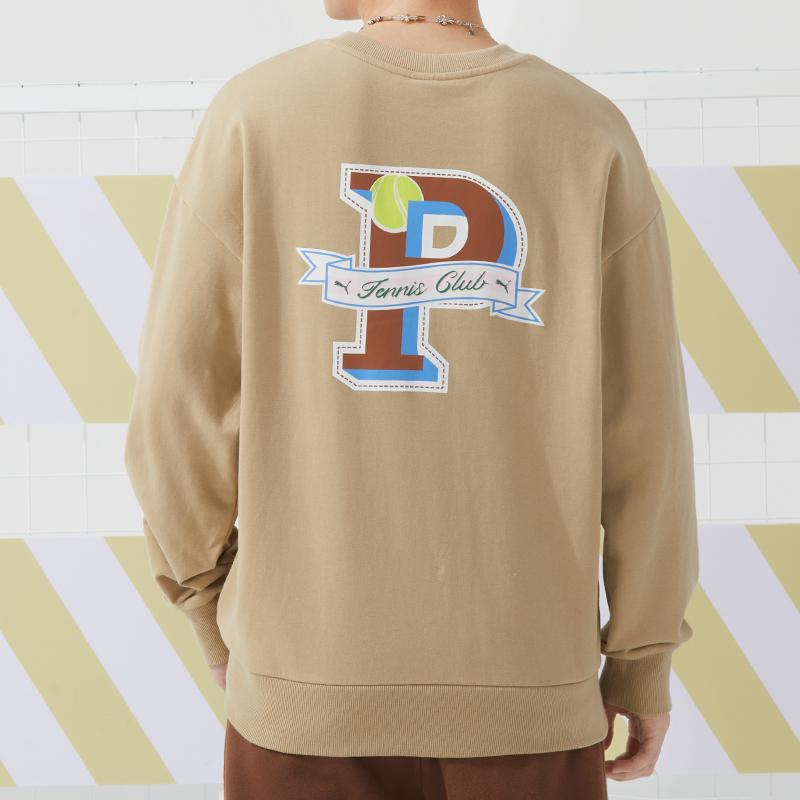 Puma Bedrucktes Rundhals-Freizeit-Langarm-Pullover-Sweatshirt Herren-Sweatshirt Khaki 625802-83