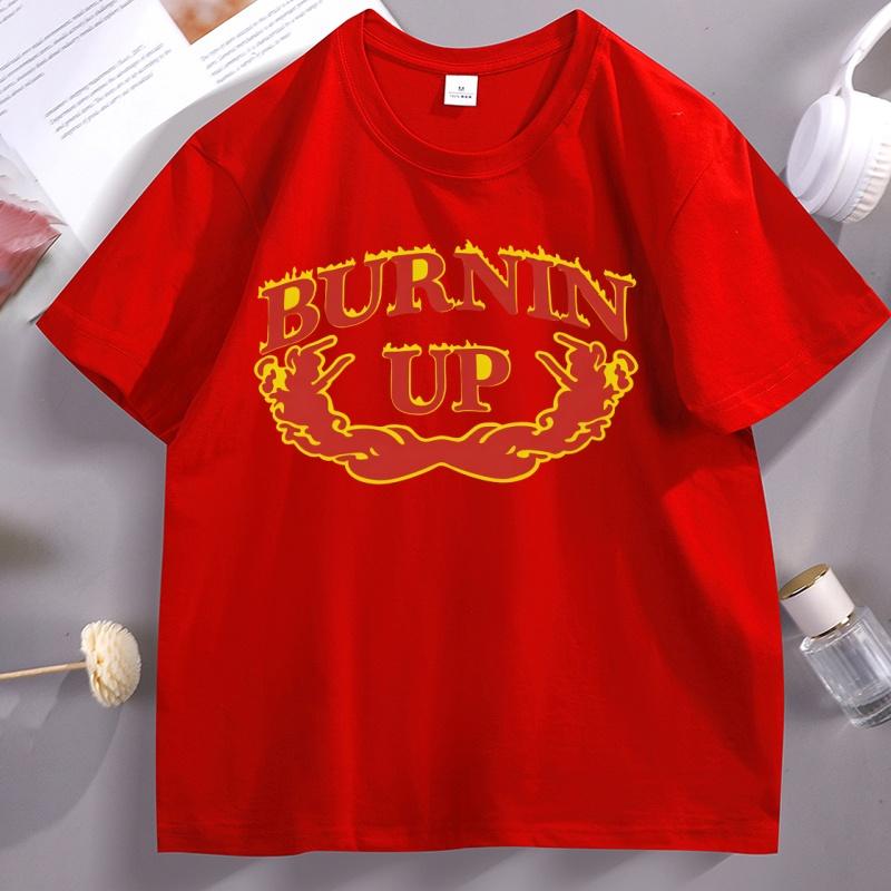 Burnin Up Graphic Tshirt Unisexs Clothes Causal Short Sleeve High Quality Breathable Tshirt Male Clothes Y2k Oversized