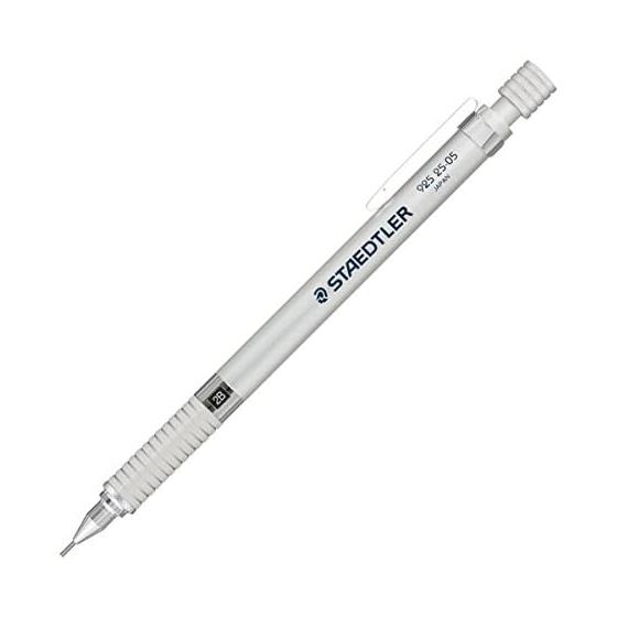 STAEDTLER Mechanical Pencil 925 25-05, 0.5mm, Drafting, Silver Series, Low-Gravity Aluminum Body, Non-Slip Grip, 4mm Long Sleeve, Hardness Indicator,