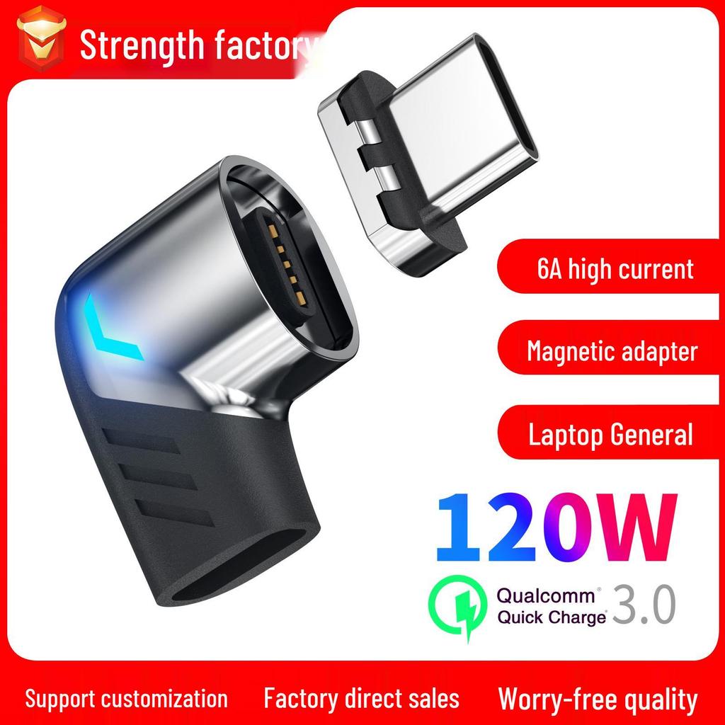 Right Angle Type-C Magnetic Adapter for Fast Charging & Data Transfer on Apple Devices & Laptops