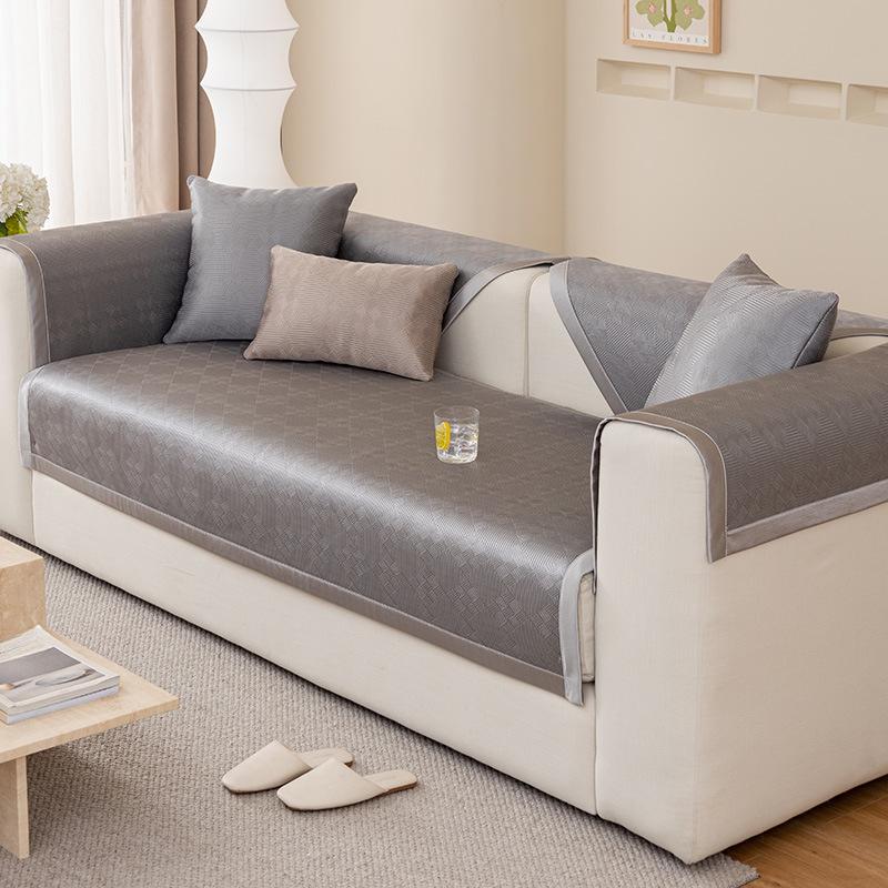 Ice Silk Sofa Cushion, Summer Light Luxury, Modern High-end Sofa Cover, Anti Slip Cool Mat, Seat Cushion, Backrest Cover, Towel
