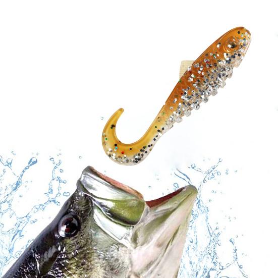 15Pcs 5.5CM/2G Curly Tail Soft Fishing Bait with Glitter Colorful PVC Realistic Bionic Artificial Lure Saltwater Freshwater Fishing Accessories