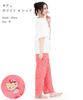SAZAC Peach Side Hello Kitty Pajama Powder Stretch Short Sleeve and Long Pants Set X Set, Fabric, Women's (White Red/M/SAN1950)