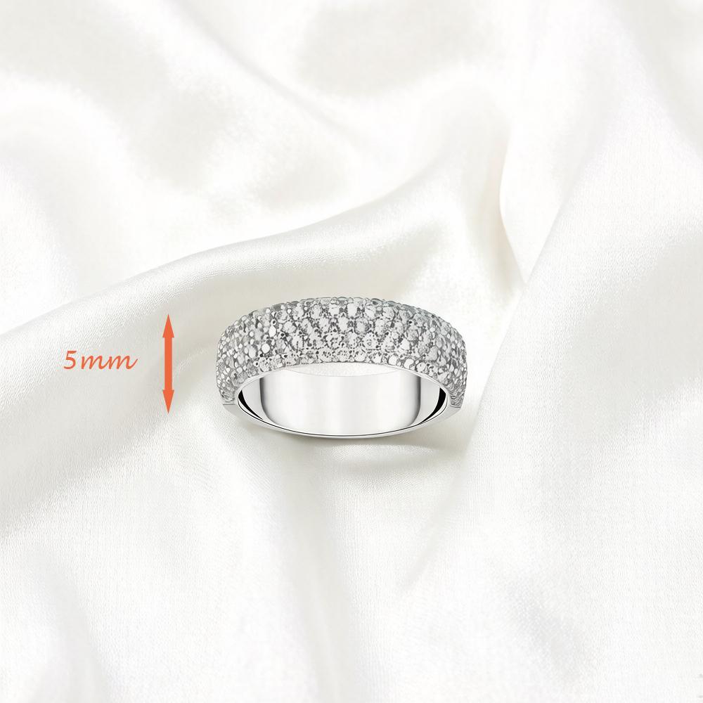 Band Ring with White Zircon Europe Trendy Fine Jewelry For Women Gift In 925 Sterling Silver